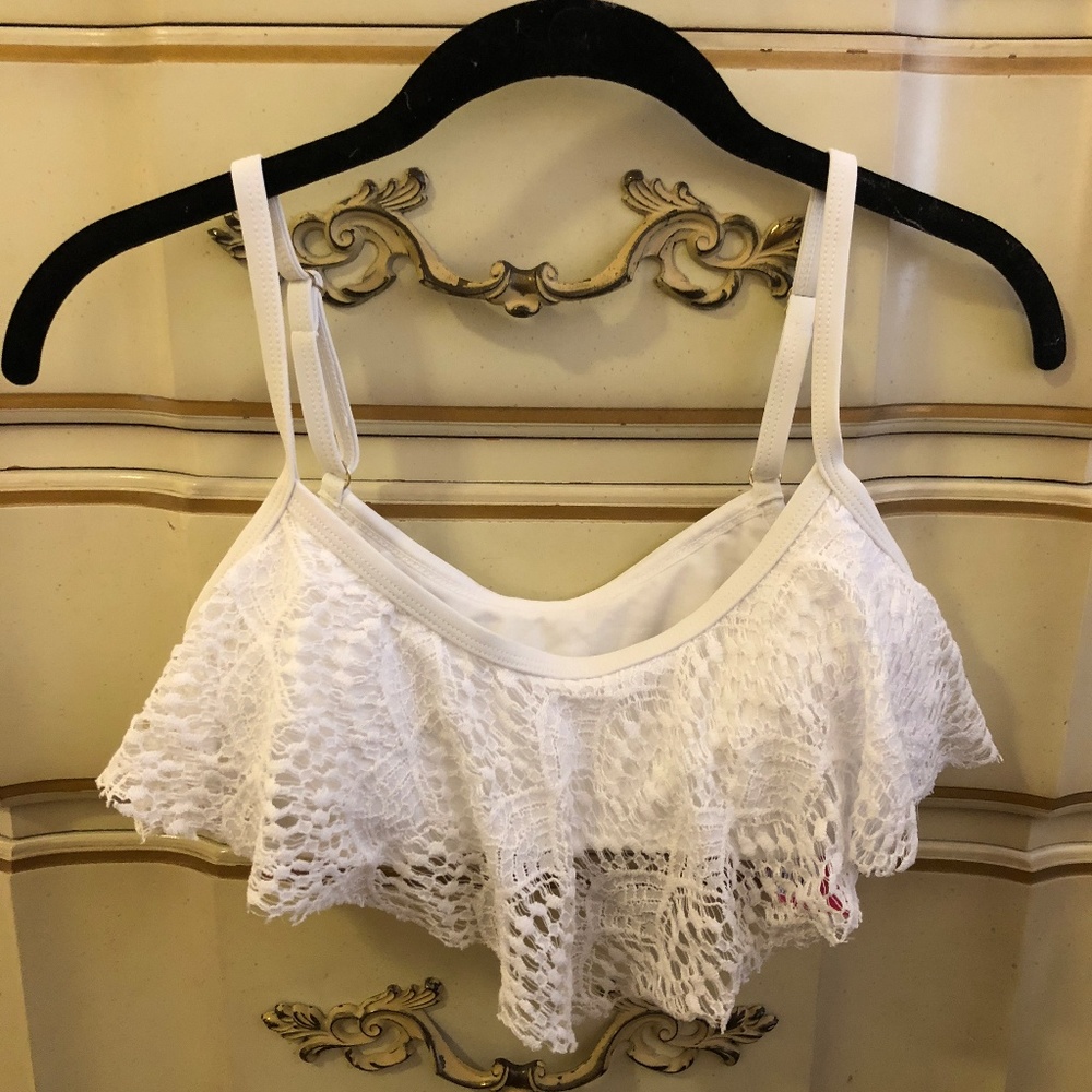 White Lace Swim Top